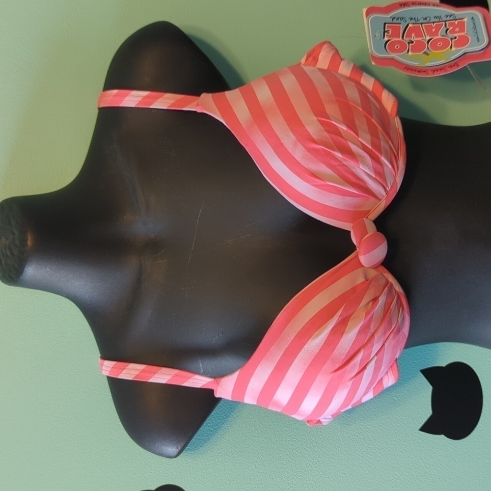 Coco Rave Bikini Push-up Pink Stripes Med 34A 34B New